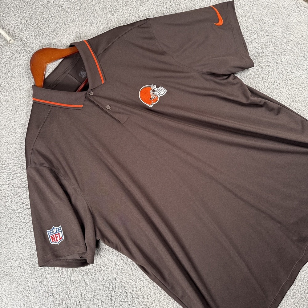 Cleveland Browns Nike Dri-Fit Polo Shirt Men's XXL NFL On Field Apparel Brown
